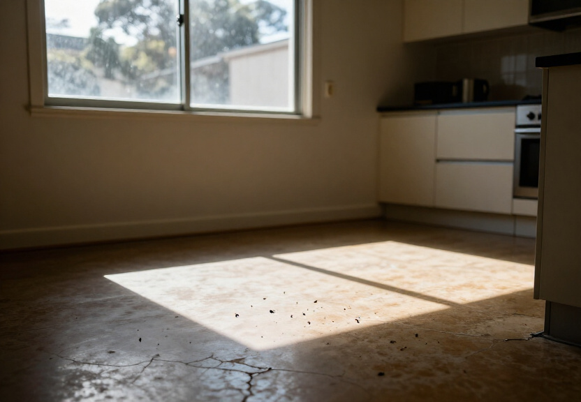 Cockroach infestation in a Peakhurst kitchen before treatment